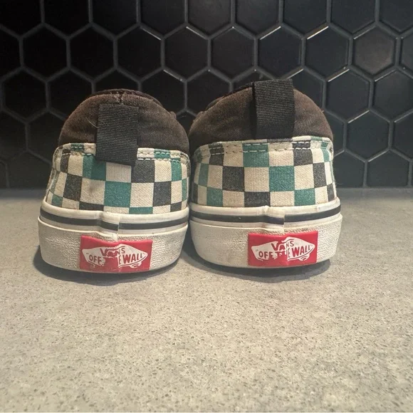 Teal checkered low slip on vans - Picture 5 of 5